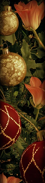 Free printable Christmas bookmarks of dark themed decorative ornaments